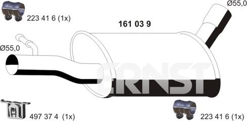 ERNST 161039 - Середній глушник вихлопних газів autocars.com.ua