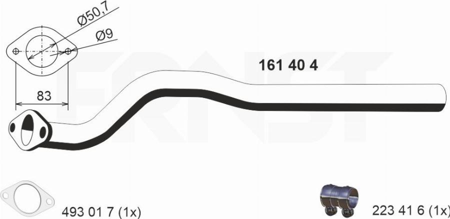 ERNST 161404 - Труба вихлопного газу autocars.com.ua