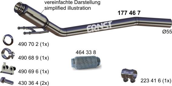 ERNST 177467 - Труба вихлопного газу autocars.com.ua