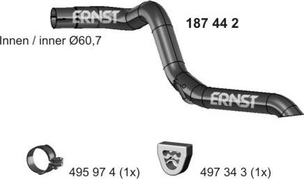 ERNST 187442 - Труба вихлопного газу autocars.com.ua