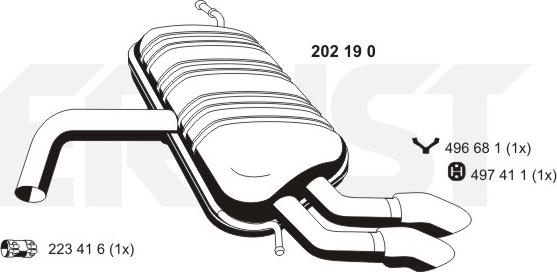 ERNST 202190 - Глушник вихлопних газів кінцевий autocars.com.ua