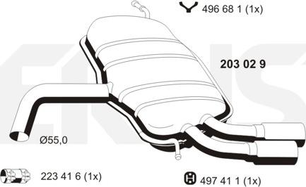 ERNST 203029 - Глушник вихлопних газів кінцевий autocars.com.ua