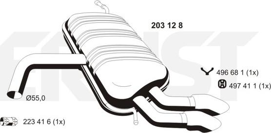 ERNST 203128 - Глушник вихлопних газів кінцевий autocars.com.ua