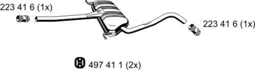 ERNST 243124 - Середній глушник вихлопних газів autocars.com.ua