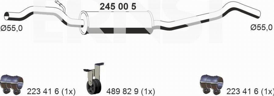 ERNST 245005 - Середній глушник вихлопних газів autocars.com.ua