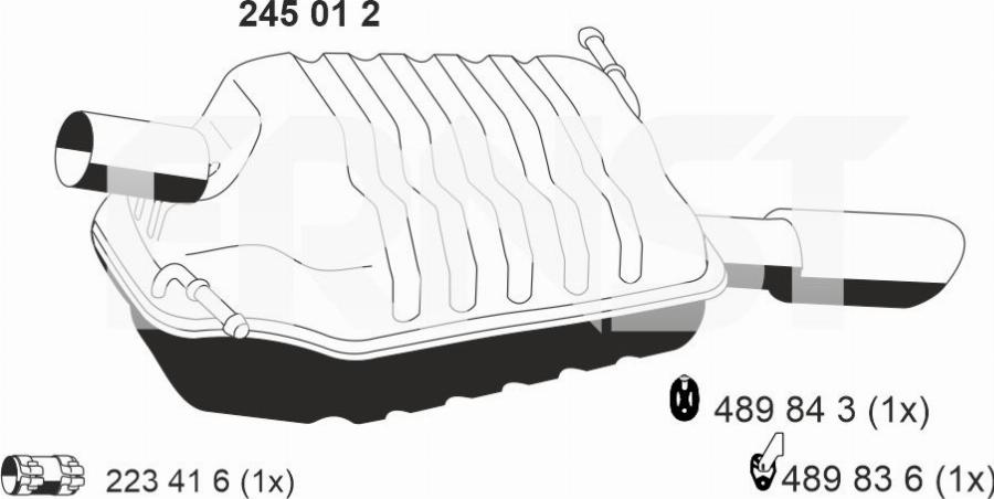 ERNST 245012 - Глушник вихлопних газів кінцевий autocars.com.ua