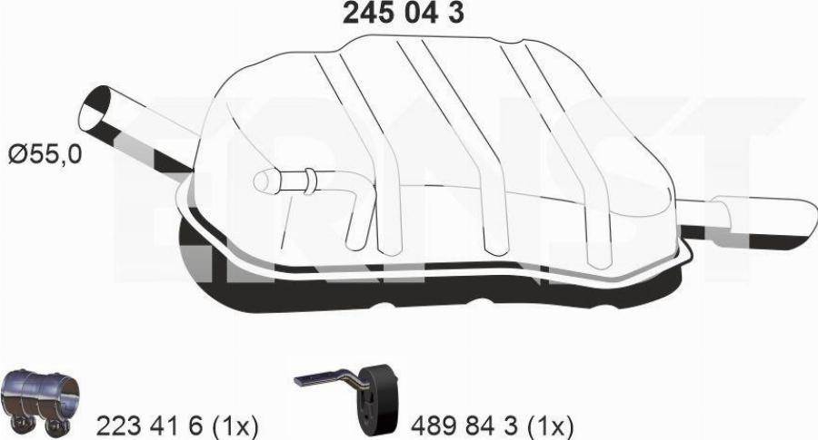 ERNST 245043 - Глушитель выхлопных газов, конечный avtokuzovplus.com.ua