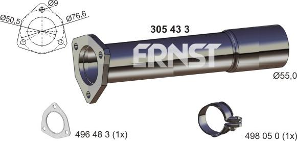 ERNST 305433 - Труба выхлопного газа avtokuzovplus.com.ua