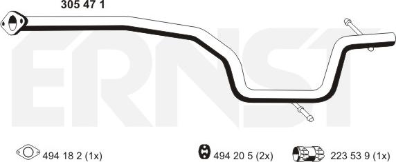 ERNST 305471 - Труба вихлопного газу autocars.com.ua