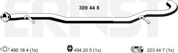 ERNST 309448 - Труба вихлопного газу autocars.com.ua