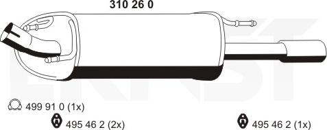 ERNST 310260 - Глушник вихлопних газів кінцевий autocars.com.ua