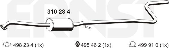 ERNST 310284 - Середній глушник вихлопних газів autocars.com.ua