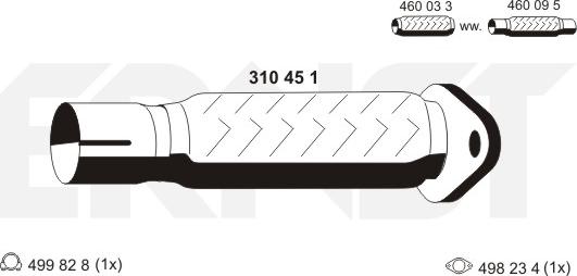 ERNST 310451 - Ремонтна трубка, каталізатор autocars.com.ua