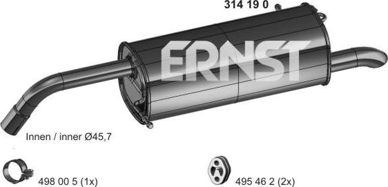 ERNST 314190 - Глушитель выхлопных газов, конечный avtokuzovplus.com.ua