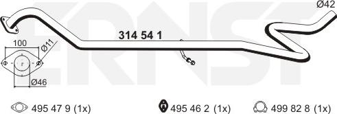 ERNST 314541 - Труба выхлопного газа avtokuzovplus.com.ua