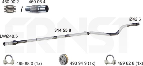 ERNST 314558 - Труба выхлопного газа avtokuzovplus.com.ua