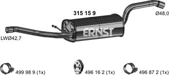 ERNST 315159 - Середній глушник вихлопних газів autocars.com.ua