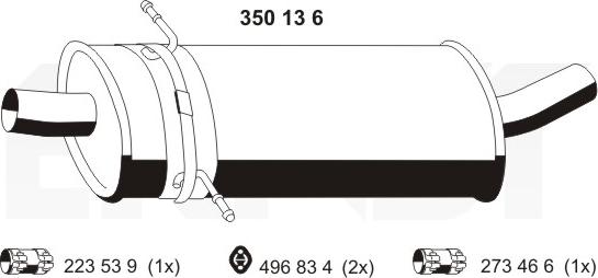 ERNST 350136 - Середній глушник вихлопних газів autocars.com.ua