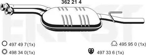 ERNST 362214 - Середній глушник вихлопних газів autocars.com.ua
