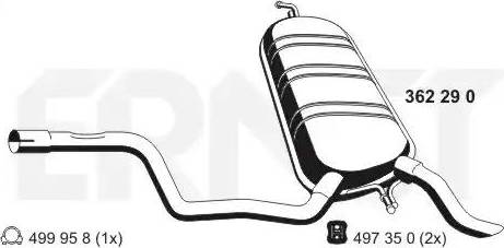 ERNST 362290 - Глушник вихлопних газів кінцевий autocars.com.ua