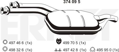 ERNST 374095 - Середній глушник вихлопних газів autocars.com.ua