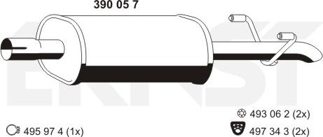ERNST 390057 - Середній глушник вихлопних газів autocars.com.ua