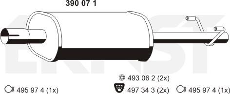ERNST 390071 - Середній глушник вихлопних газів autocars.com.ua