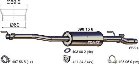 ERNST 390156 - Средний глушитель выхлопных газов autodnr.net