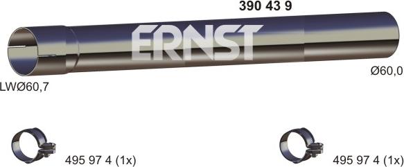 ERNST 390439 - Труба вихлопного газу autocars.com.ua