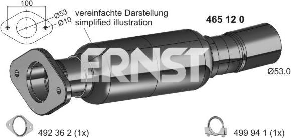 ERNST 465120 - Труба вихлопного газу autocars.com.ua