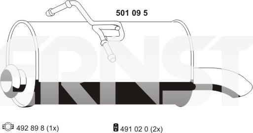 ERNST 501095 - Глушник вихлопних газів кінцевий autocars.com.ua