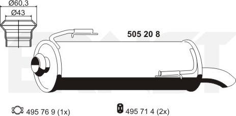 ERNST 505208 - Глушник вихлопних газів кінцевий autocars.com.ua