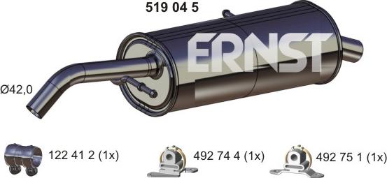 ERNST 519045 - Глушник вихлопних газів кінцевий autocars.com.ua