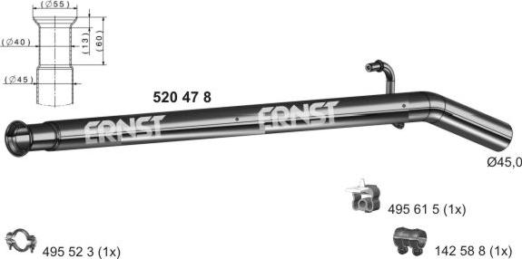 ERNST 520478 - Труба вихлопного газу autocars.com.ua