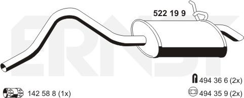 ERNST 522199 - Глушник вихлопних газів кінцевий autocars.com.ua