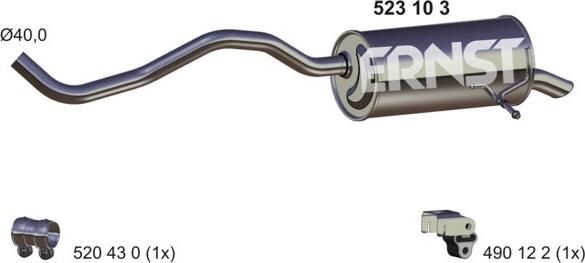 ERNST 523103 - Глушитель выхлопных газов, конечный avtokuzovplus.com.ua