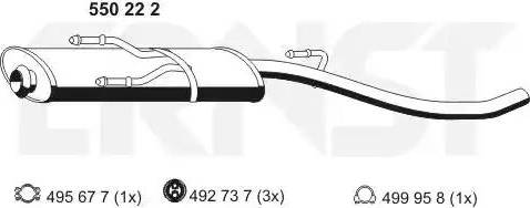 ERNST 550222 - Середній глушник вихлопних газів autocars.com.ua