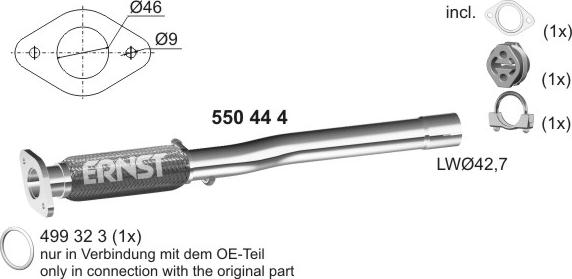 ERNST 550444 - Гофрована труба вихлопна система autocars.com.ua