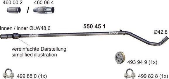 ERNST 550451 - Труба вихлопного газу autocars.com.ua