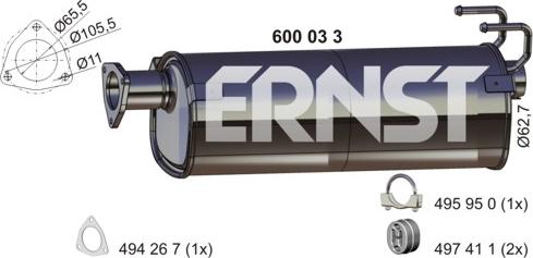 ERNST 600033 - Средний глушитель выхлопных газов autodnr.net