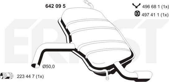 ERNST 642095 - Глушник вихлопних газів кінцевий autocars.com.ua