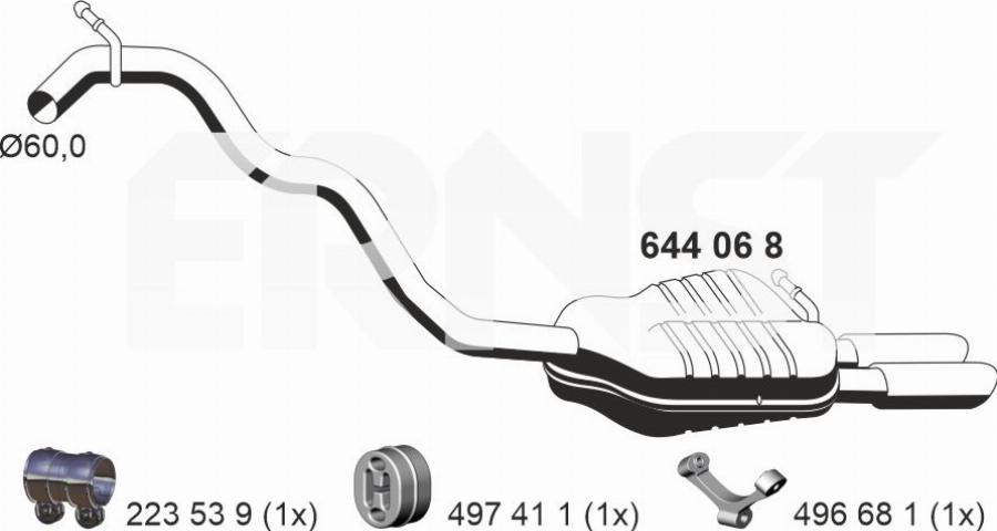 ERNST 644068 - Глушник вихлопних газів кінцевий autocars.com.ua