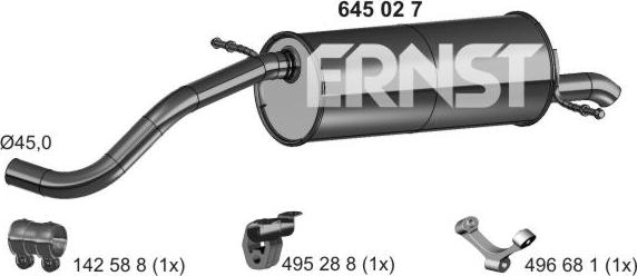 ERNST 645027 - Глушитель выхлопных газов, конечный avtokuzovplus.com.ua