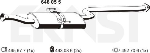 ERNST 646055 - Середній глушник вихлопних газів autocars.com.ua