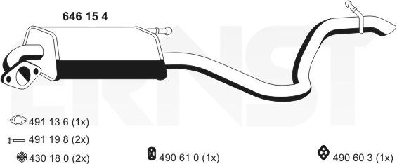 ERNST 646154 - Глушитель выхлопных газов, конечный avtokuzovplus.com.ua