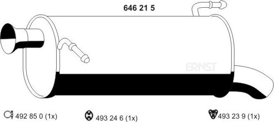 ERNST 646215 - Глушитель выхлопных газов, конечный avtokuzovplus.com.ua