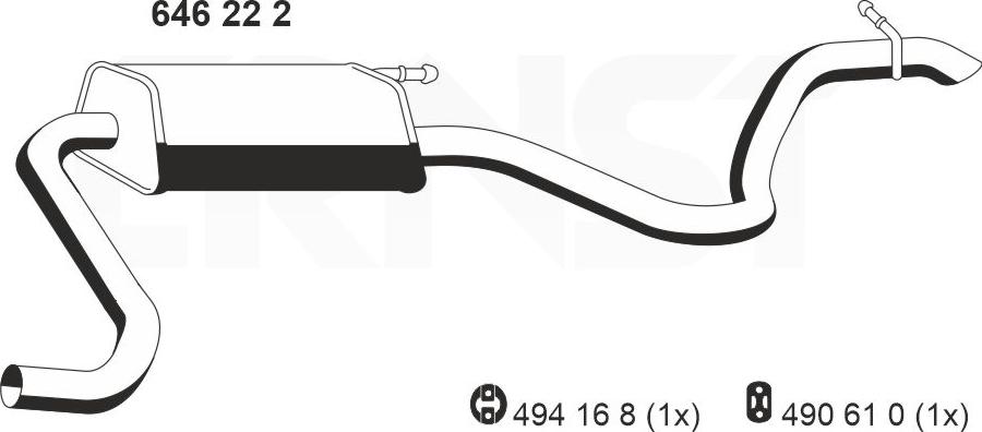 ERNST 646222 - Глушник вихлопних газів кінцевий autocars.com.ua