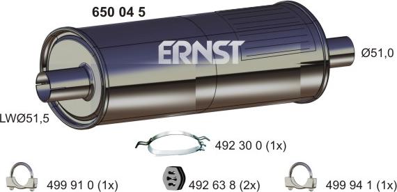 ERNST 650045 - Глушитель выхлопных газов, конечный avtokuzovplus.com.ua