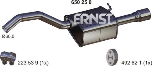 ERNST 650250 - Глушитель выхлопных газов, конечный avtokuzovplus.com.ua