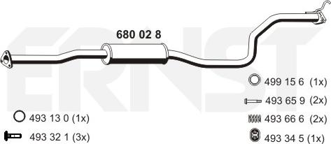 ERNST 680028 - Середній глушник вихлопних газів autocars.com.ua